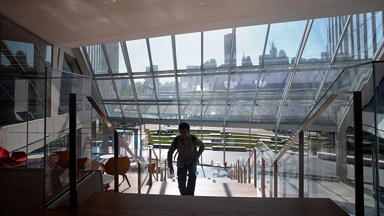 Students study, mingle and head to classes at the Cornell Tech campus in New York City.